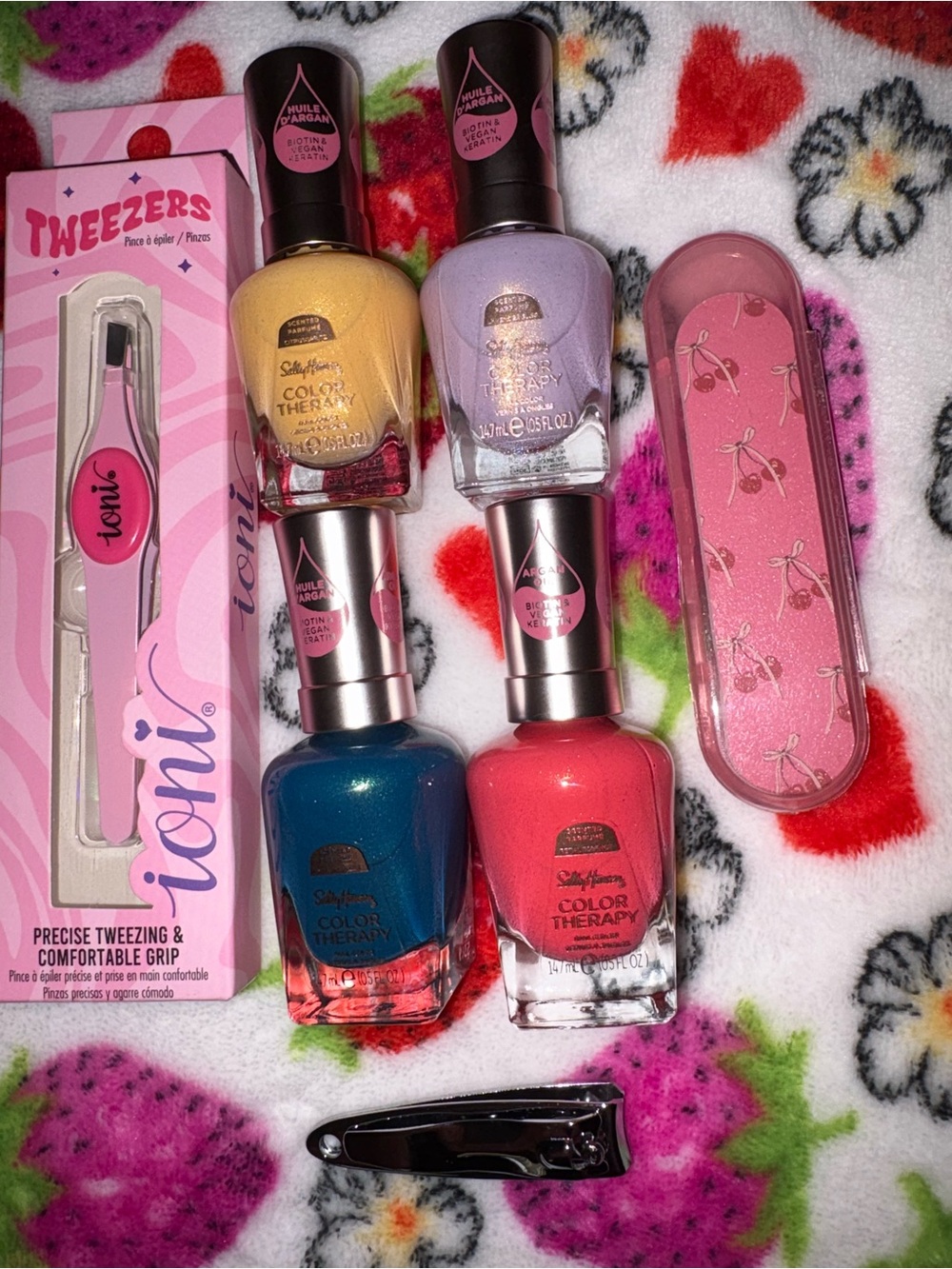 Sally Hansen Color Therapy Nail Polish Set - Pink, Yellow, Lavender, Teal, Coral